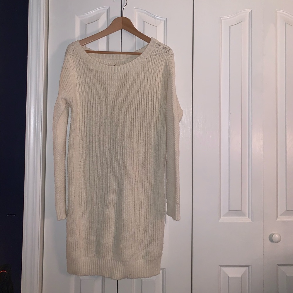 white sweater dress